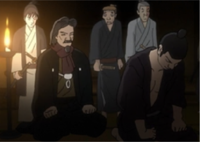 【キャプチャー】アニメ中で小林虎三郎が藩士を説得する場面